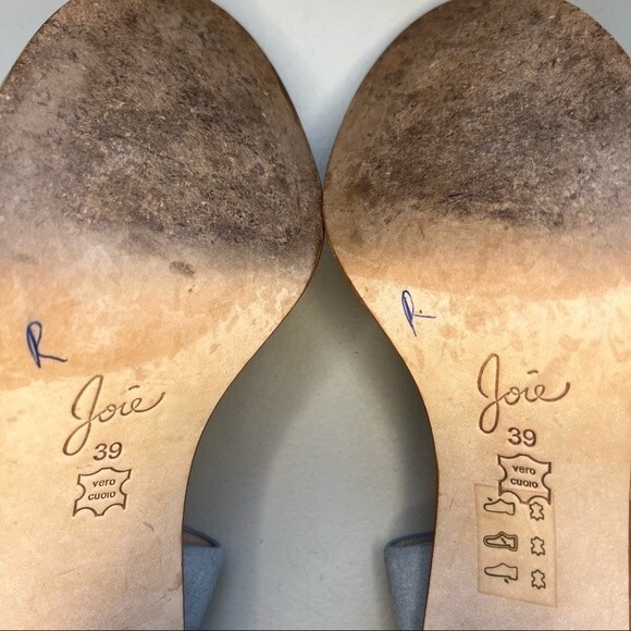 Joie Opal Gray Suede Sandals with Chunky Wood Block Heels Women’s Size 9 - Picture 10 of 12